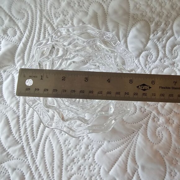 Fostoria Cubist Depression Glass Glass Textured Bowl, Small, Wavy Design - Picture 3 of 7